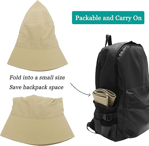 Miniatura 4 de ZLYC Sombrero de pescador impermeable para mujeres y hombres, de secado rápido, sombreros de pesca al aire libre, plegable, para verano, senderismo,