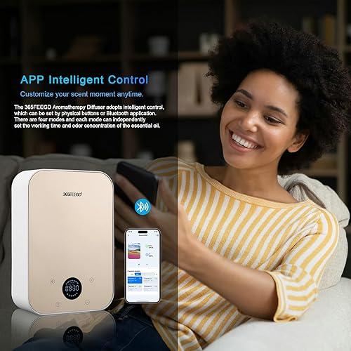 Vista 4 de Difusor de aceite sin agua Difusor de aceite esencial puro con control de aplicación 5.1 fl oz1700 pies cuadrados Cobertura para aromaterapia