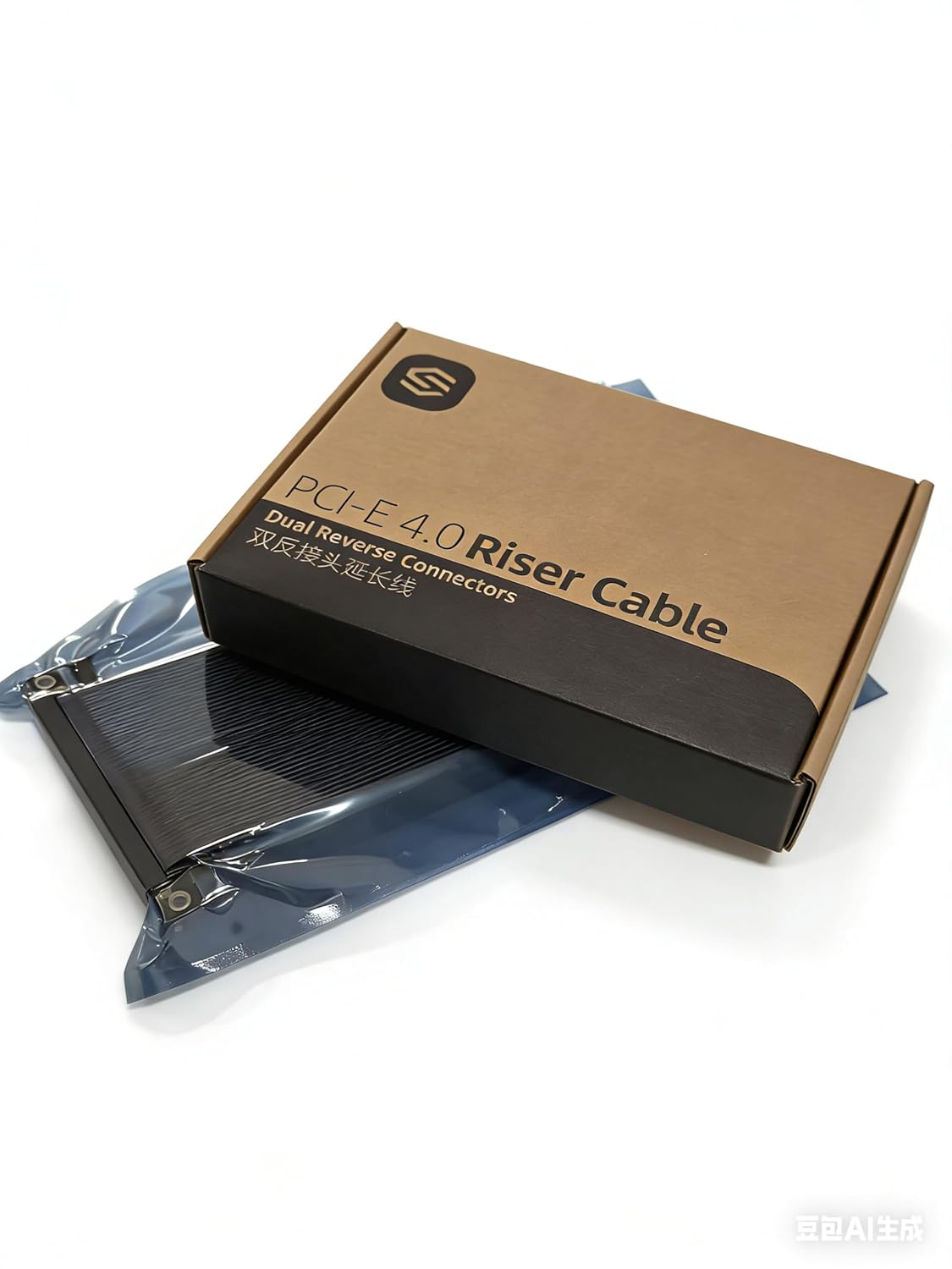 PCI-E 16x Extreme High Speed Riser Cable/Dual Reverse Connectors/Graphics Card GPU Ready/Compatible with K Series Chassis/18.5cm(Total Length: 20cm) (SG41 (PCIE 4.0 v2))