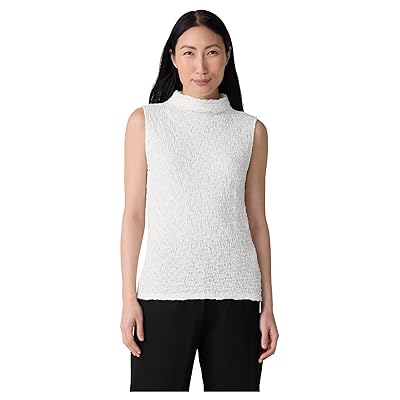 Eileen Fisher Bubble Jacquard Funnel Neck Slim Tank Top Women