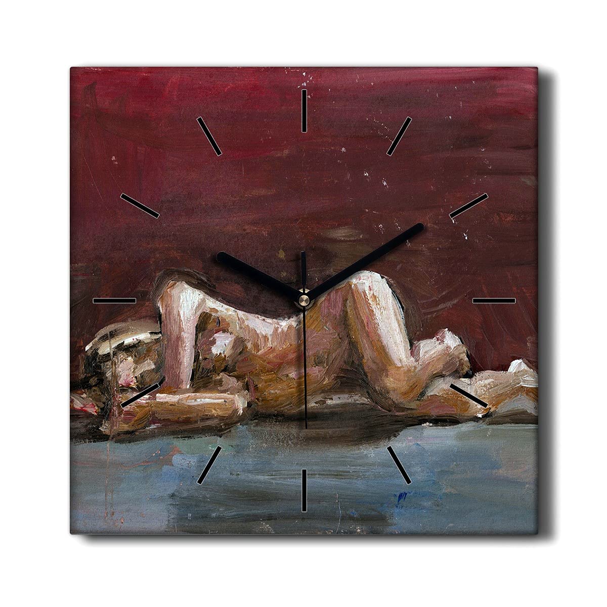 Horloge Murale sans tic-tac Coloray 30x30cm - Toile Décoration Silencieuse d'Anatomie Féminine
