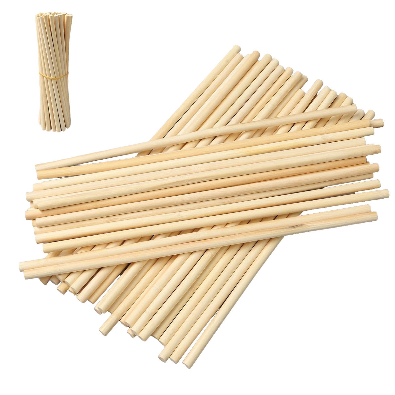 Wooden Dowels 100 Pack, 5mm x 20cm Smooth Bamboo Dowel Rods for Crafts, DIY Models | Unfinished Wood Sticks for Sculptures, Frames, Kites & Home Decor