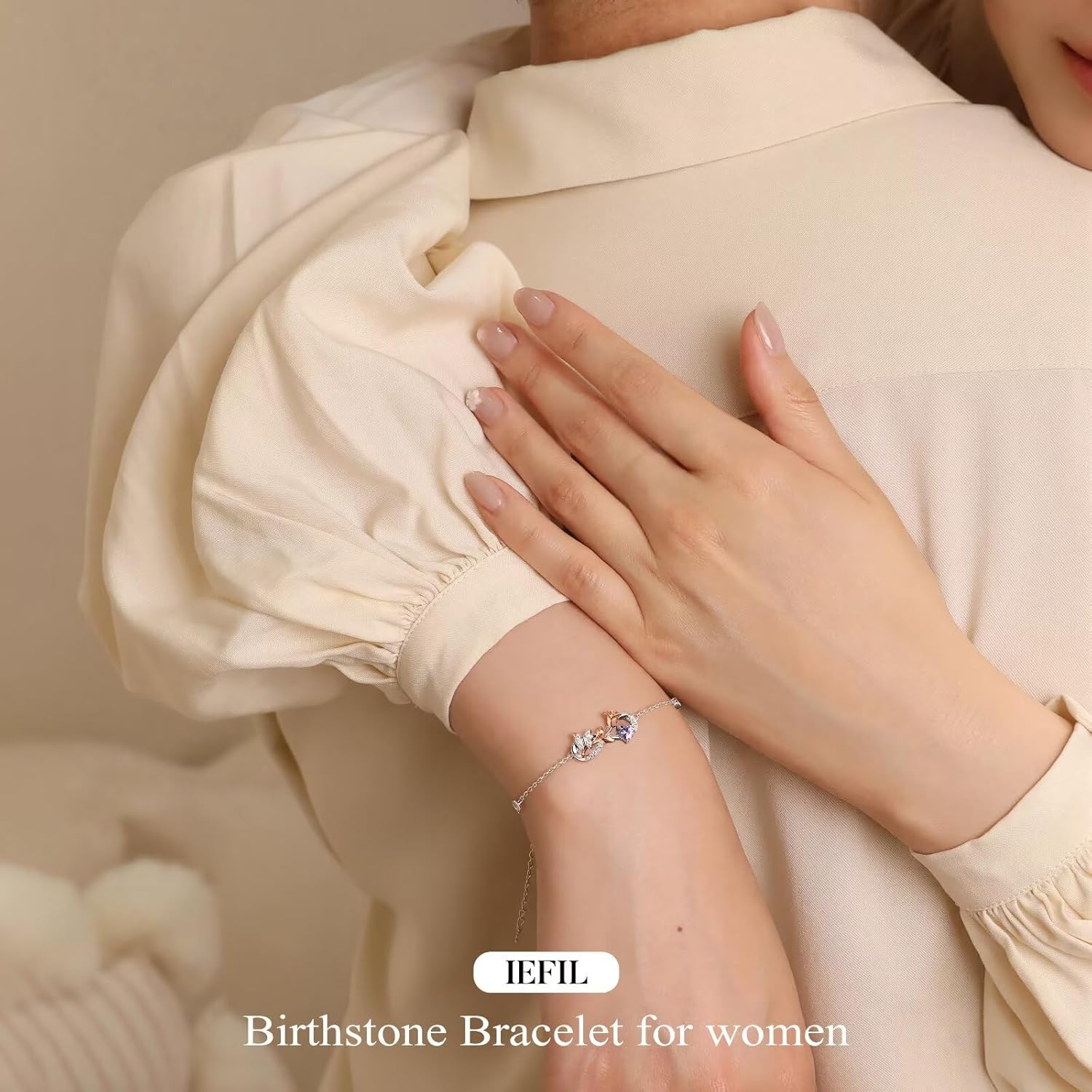 Iefil Bracelets for Women - 925 Sterling Silver Infinity Butterfly Bracelet, Anniversary Birthday Gifts for Women, Birthstone Jewelry for Wife Girlfriend Mom