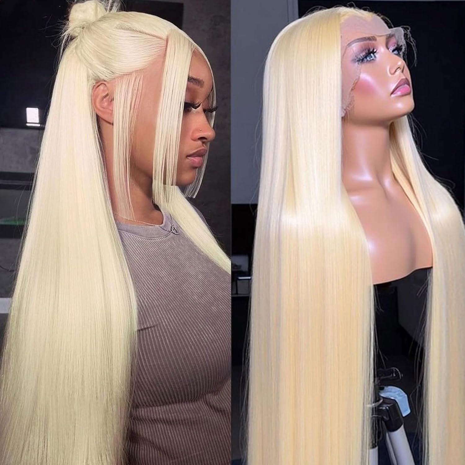 Blonde 613 360 Lace Front Wigs Straight Frontal Wig Synthetic Hair Pre Plucked with Baby Hair Small Knots Transparent Lace Wigs for Black Women 26 Inch