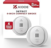 Kidde 10SDR 4-Inch Compact Smoke Detector, AA Battery Powered - Reduced False Alarms, Easy Install, 10-Year Life