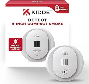 Kidde Smoke Detector, AA Battery Operated, Compact Size, LED Status Light, 85 dB Alarm