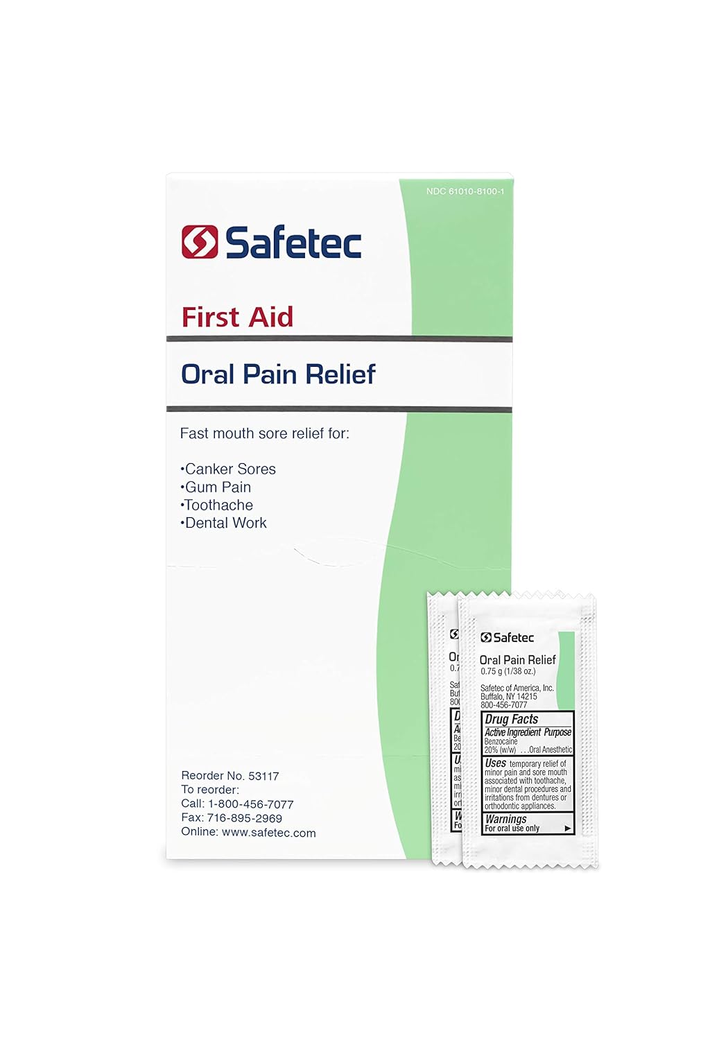 Gel de Alívio para Dor Oral Safetec 75 g - Saco com 144 Unidades (12 Caixas/case)