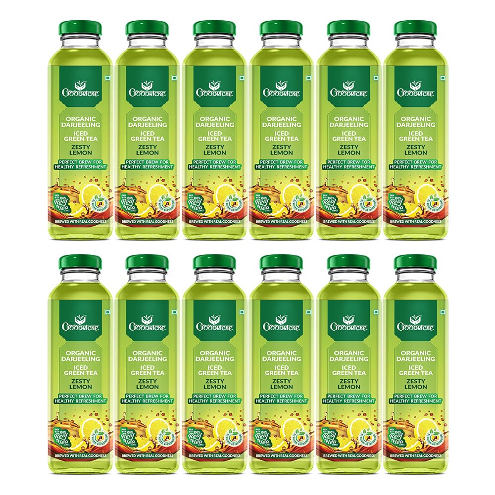 Goodricke Ice Tea | Zesty Lemon - 350 ml Each Bottle | (Pack of 12) | Organic Darjeeling Black and Green Iced Tea | Glass Bottles | Zero Preservatives| Freshly Brewed (B0D14LVY26) Amazon Price History, Amazon Price Tracker
