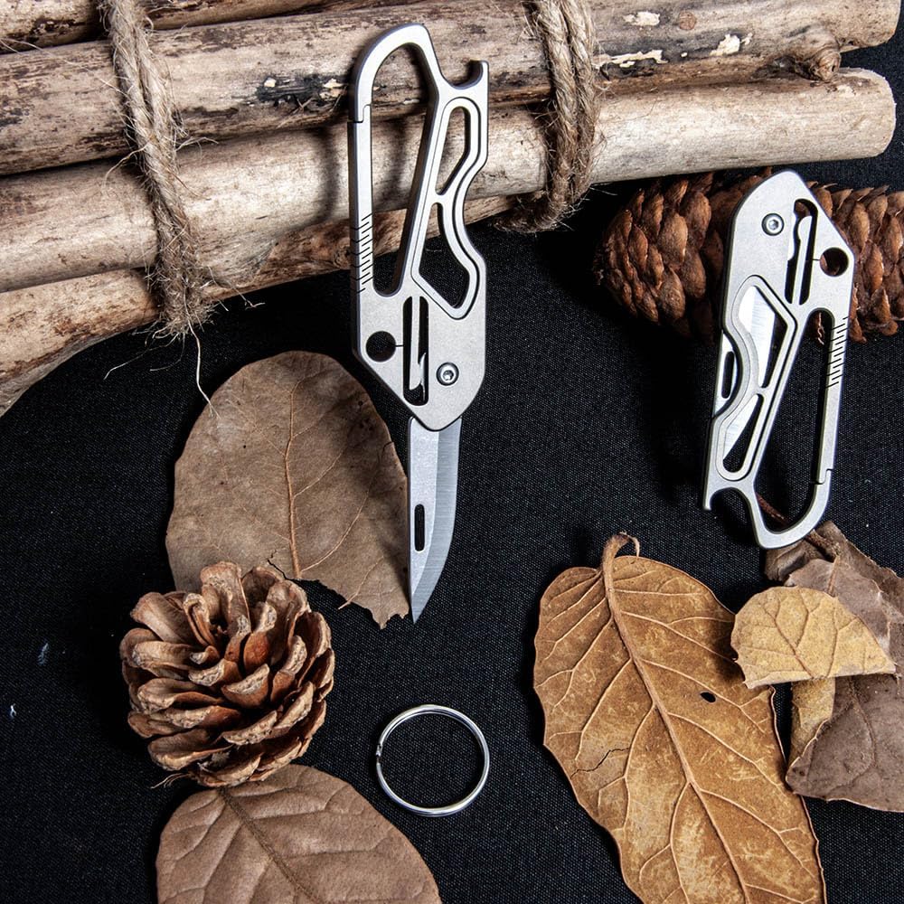 Multifunctional Titanium Alloy EDC Keychain， Bottle Opener， knife,Perfect for Home/Office/Camping/Outdoor