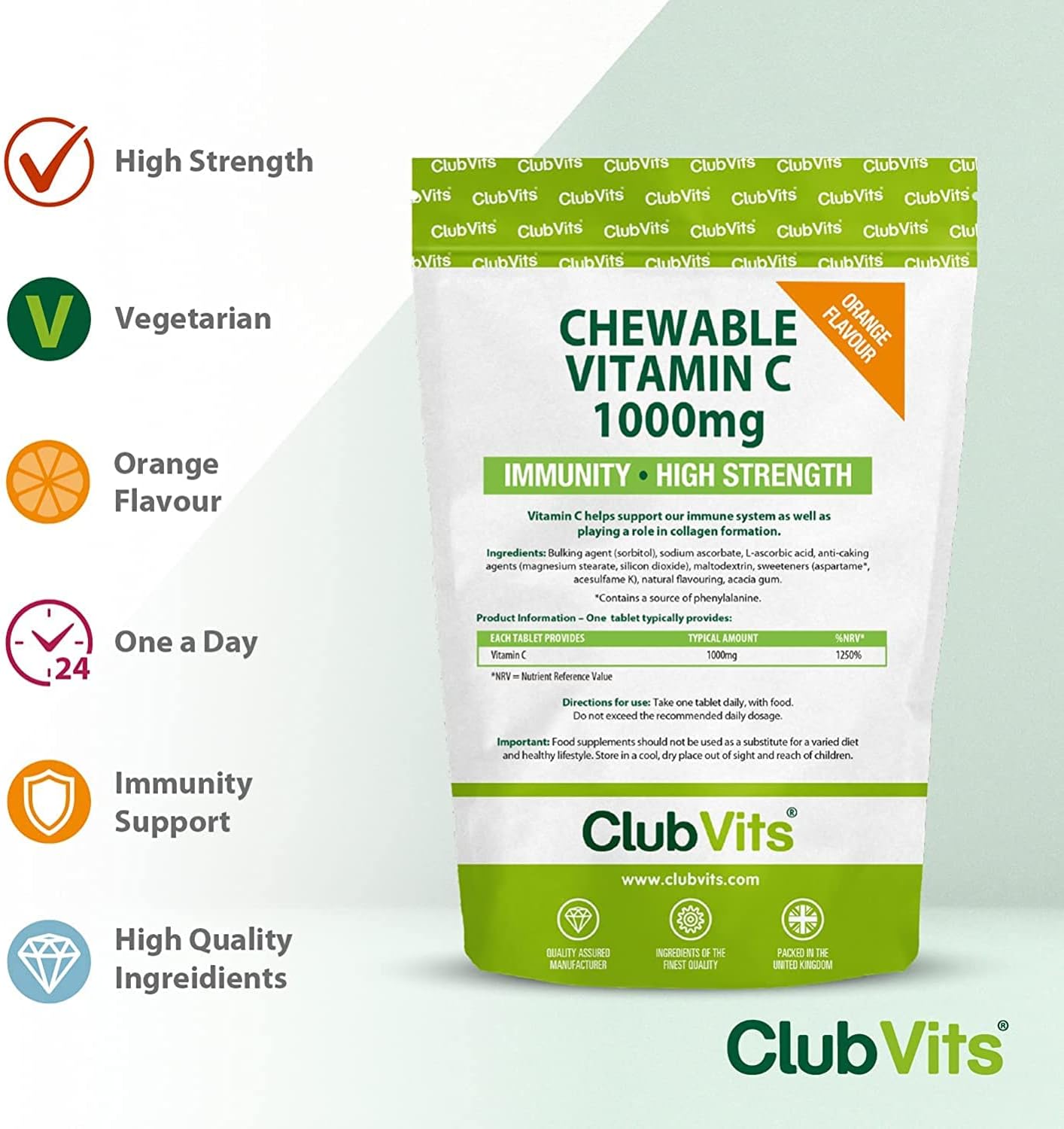 Vitamin C 1000mg Chewable - 360 Tablets - Supports Immune Health and Helps Fight Colds - Helps Reduce Tiredness and Fatigue - Image 5