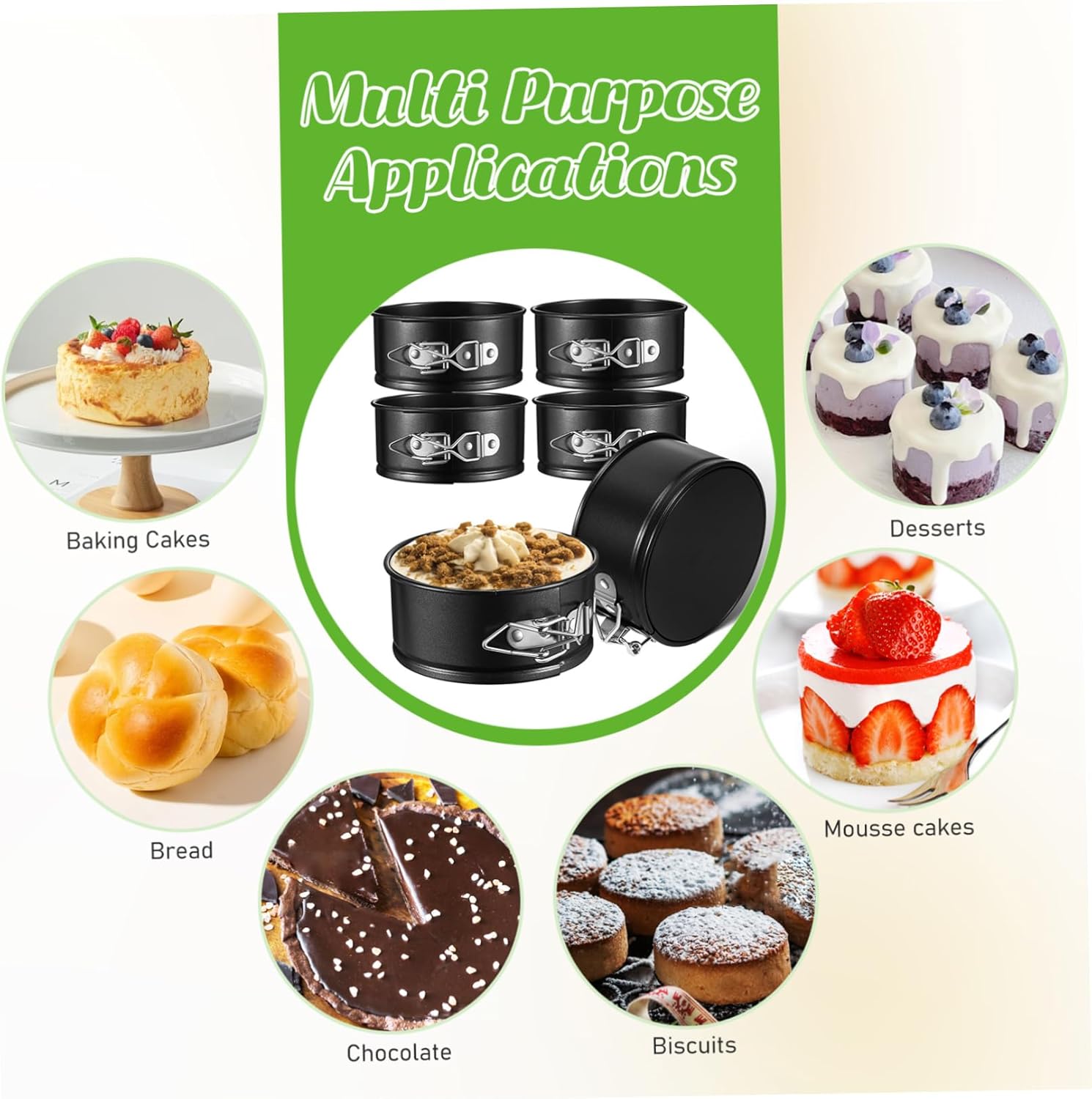 6pcs Non Stick Cake Molds Baking Pans Closure for Cheesecakes Pizzas and Party Treats Leak and Easy to Bakeware