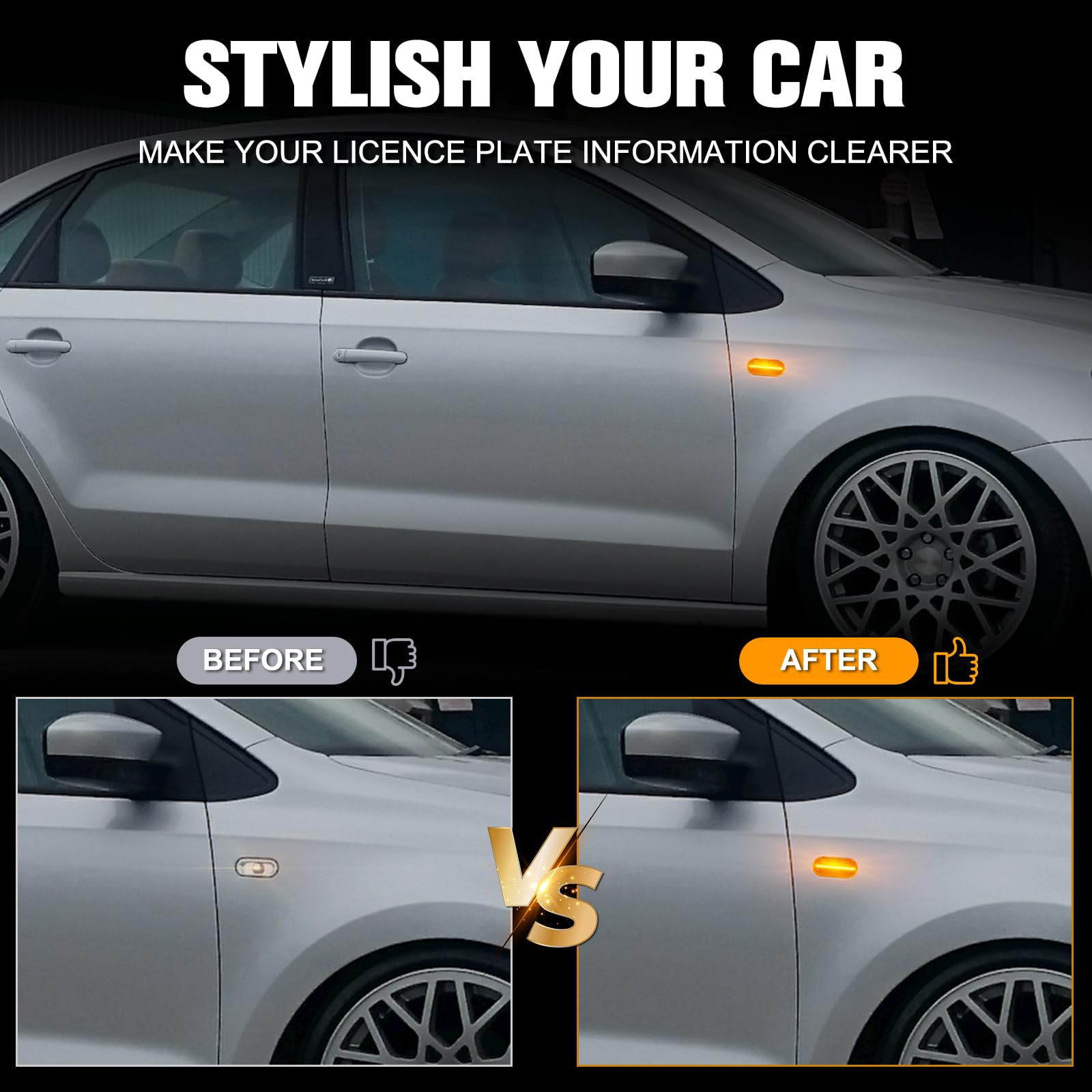 LED kierunkowskazy światła pozycyjne boczne dla VW Amarok Caddy Golf Polo Sharan MK2 MK3 MK4 Fox Jetta Lupo Passat Transporter T5 Up Vento SEAT/Ford, kierunkowskazy z funkcją Canbus bez