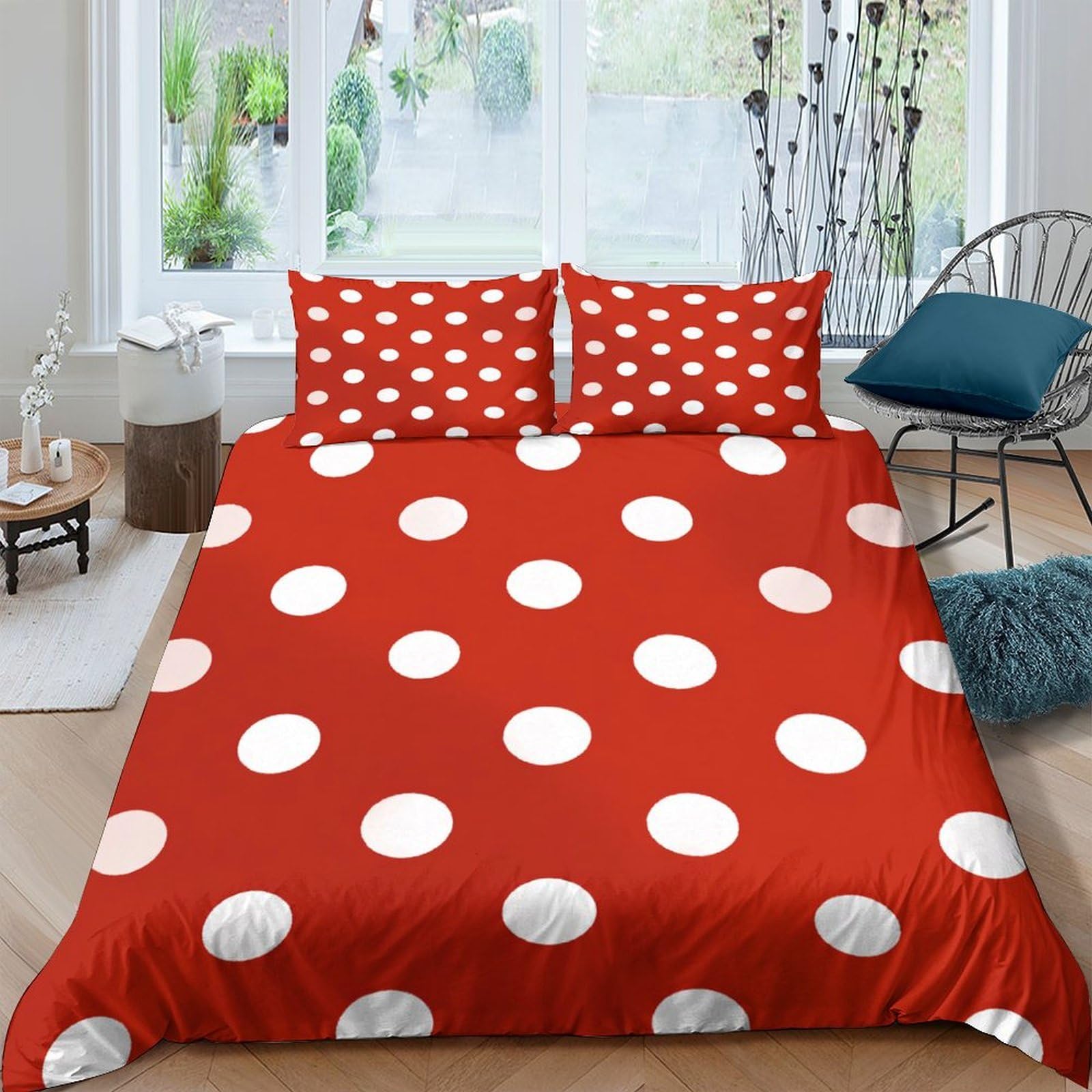 Ctjqhvkz Style-10 3D Printed Red Polka Dot Fitted Sheet Microfiber Soft Bedroom Decor White Spot Mattress Cover For Home Dorm Single（135X200cm）