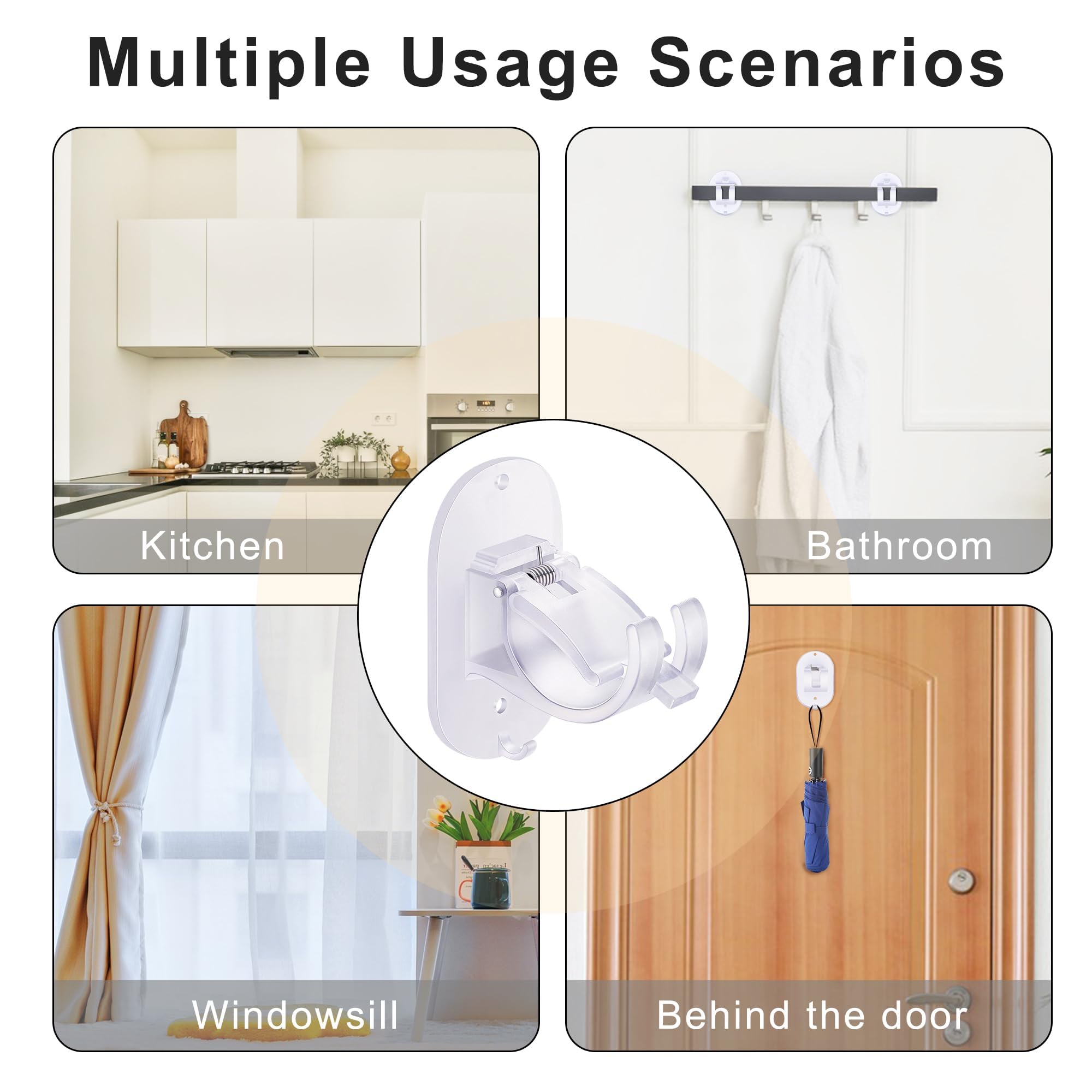 Ganci per Tende Autoadesivi con Viti - Supporto Asta Senza Fori Senza Bastone per Bagno, Cucina, Camera da Letto (Trasparente, 6 Pezzi )