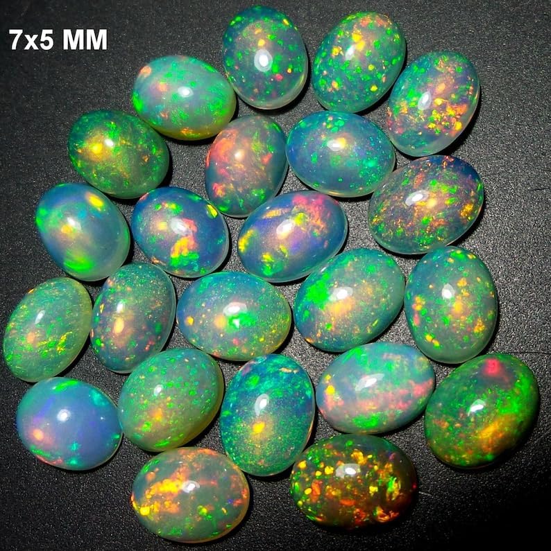 Natural AAAA Grade Multi Color Oval Shape Rainbow Fire Play Ethiopian Welo Loose Gemstone
