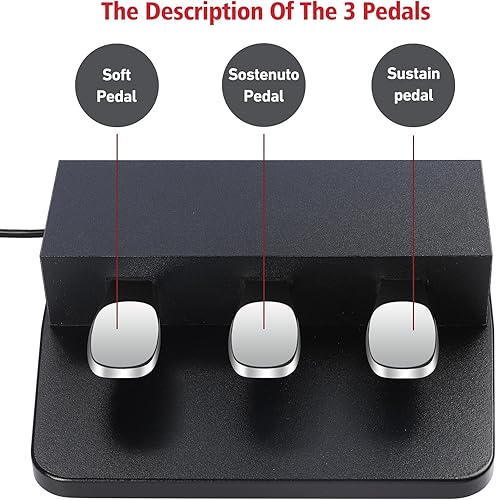 Miniatura 2 de ATNEDCVH 3 pedales para piano de teclado digital, unidad de pedal de tres pies compatible con piano eléctrico Roland FP30 (negro)