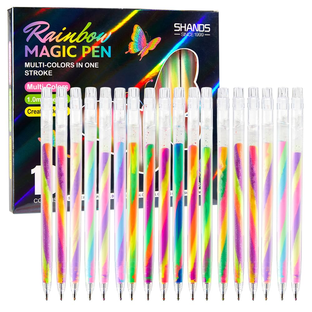 Esferográfico de Gel Degradado Arcoíris, 18 PCS Lápices con Purpurina Arcoíris, Rotuladores de Gel Mágicos que Cambian de Color para Álbumes de Recortes, Dibujos, Garabatear