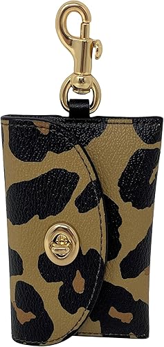 Coach Funda para tarjetas Turnlock con estampado de leopardo Sillín ligero Turnlock