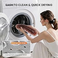 Vista 6 de Non-Slip Bath Tub Mat, 39x16 Inch Extra Large Shower Mat with Drain Holes & Suction Cups, Machine Washable, Clear Blue Azul transparente