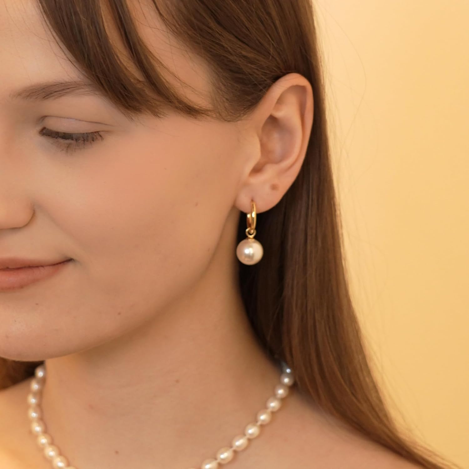 Pearl Hoop Earrings for Women, 18K Gold Plated Huggie Drop Earrings | AAAA+ grade selected pearls Detachable 2-in-1 Design Lightweight & Comfortable Elegant Huggie Hoop Style