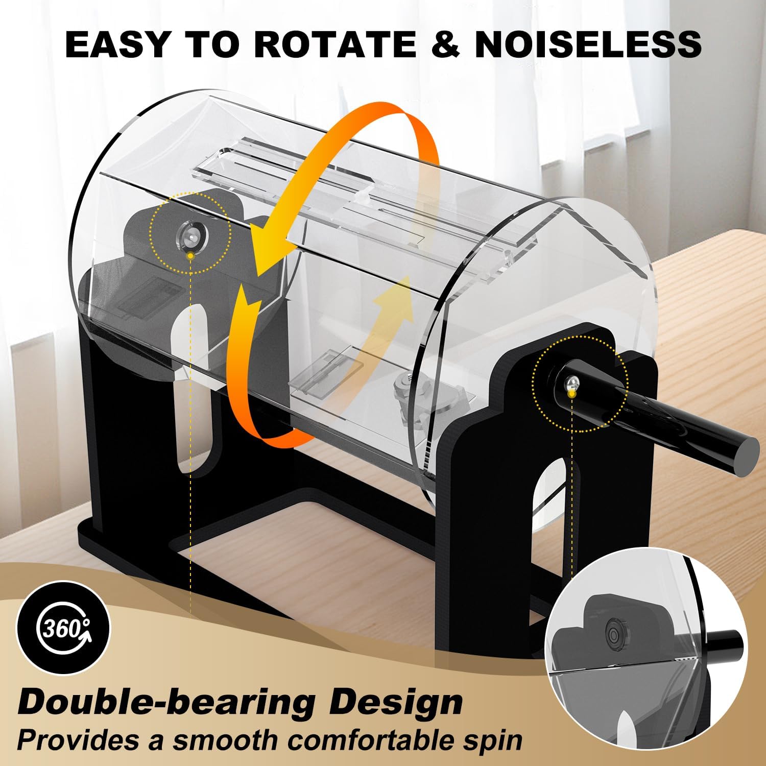 Raffle Drum, Raffle Ticket Spinner Drum with Silent Design Turning Handle, Durable Ticket Spinner for Raffles Tickets, Large Capacity Raffle Wheel Spinner with Stand for Lottery Games, Bingo