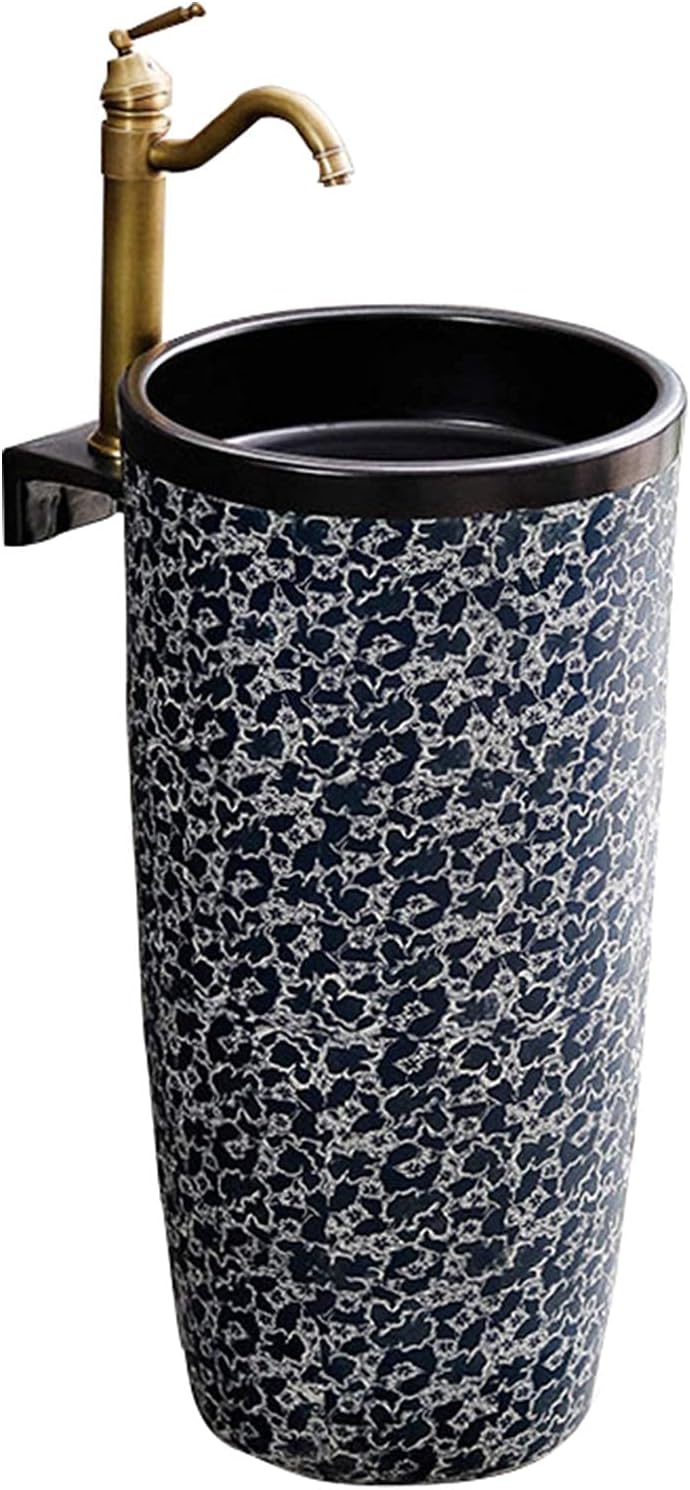 Small Apartment Pedestal Sink, athroom Sink Toilets Basins Handmade with Drain Installation Hole, for Indoor and Outdoor,H,42x42x83cm (H 42x42x83cm)