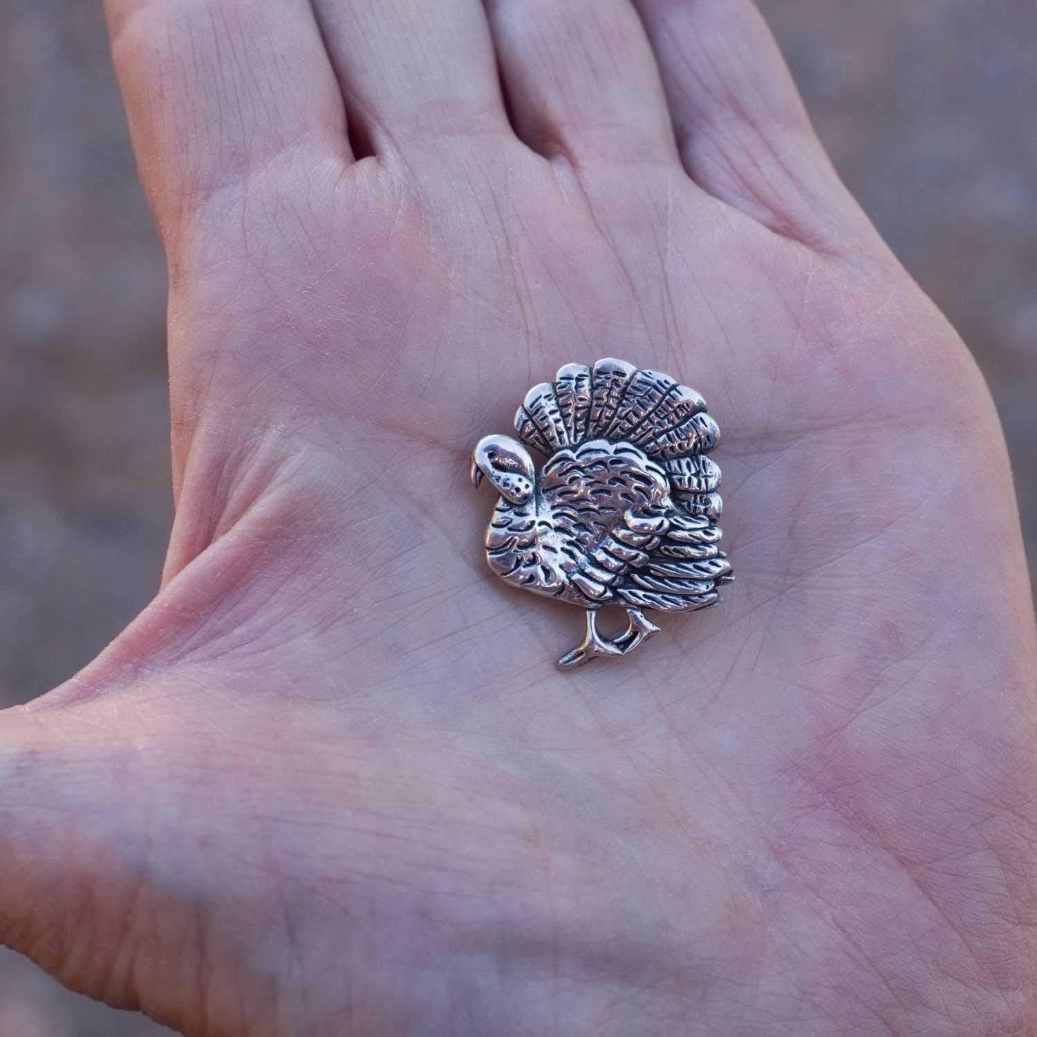 Sterling Silver Turkey Pin Pendant