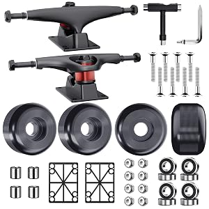 Jizmo Skateboard Trucks Fits 7 75-8 Deck Skateboard Wheels 52mm Skateboard Bearings ABEC-9 Skateboard Pads Skateboard Hardware Tool