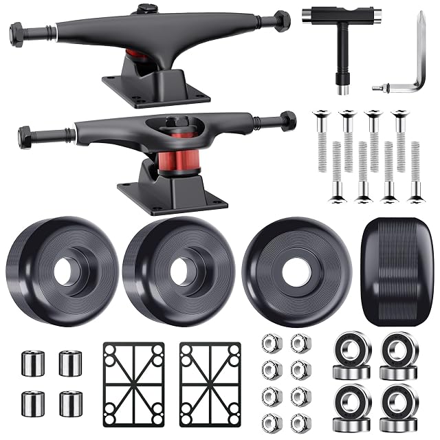 Jizmo Skateboard Trucks Fits 7 75-8 Deck Skateboard Wheels 52mm Skateboard Bearings ABEC-9 Skateboard Pads Skateboard Hardware Tool