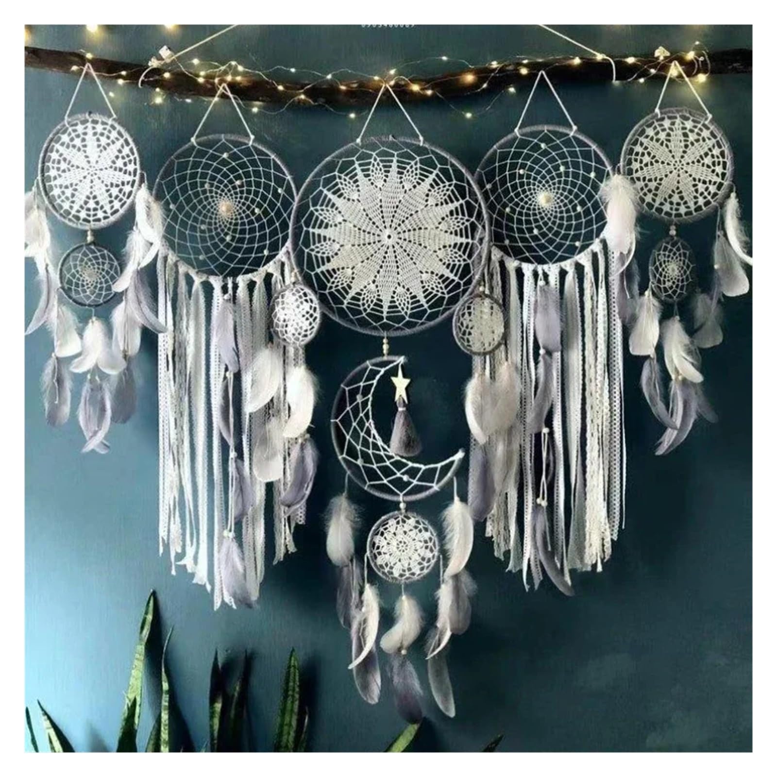 Dream Catcher Dream Catcher Wind Chime Handmade Feather Pendant Indoor Tassel Wall Hanging Wedding Decoration Room Decor(MB)