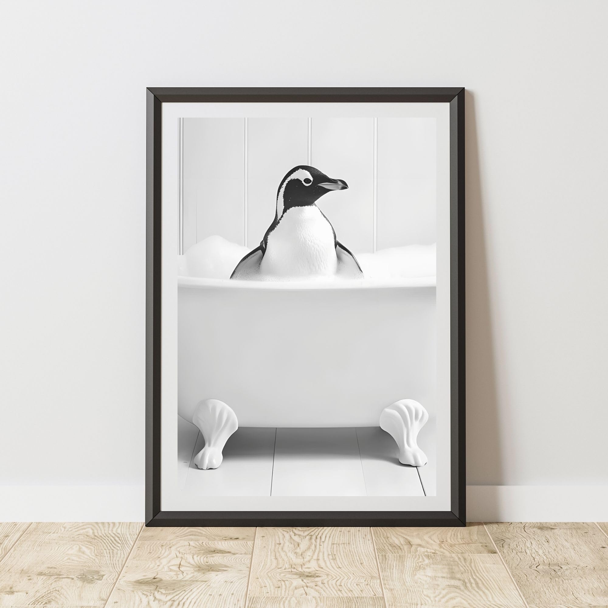60 SECOND MAKEOVER Wall Art - Penguin In The Bath Poster - A3