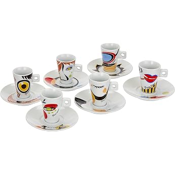 Zeller Porcelain Espresso Cups Set of 12 Faces Design White