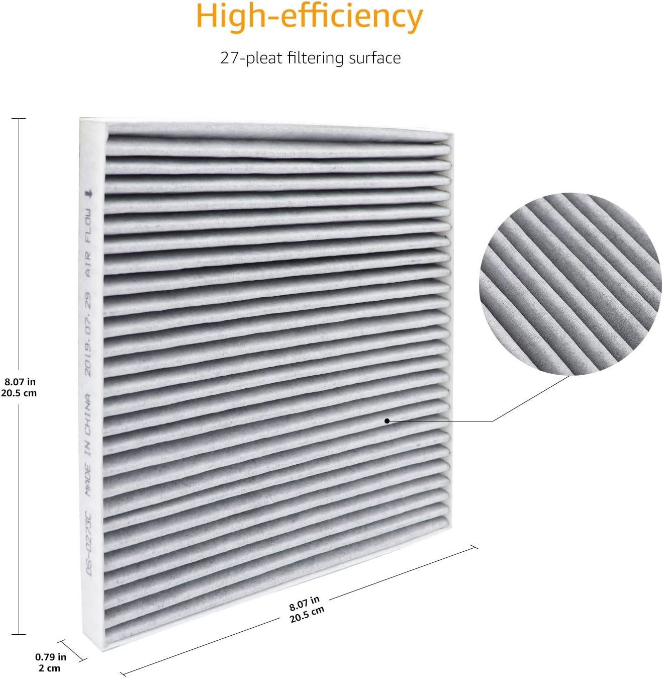 Amazon Basics Cabin Air Filter with Activated Carbon and Baking Soda, CF10374 for Dodge, Toyota and GM 1-Pack