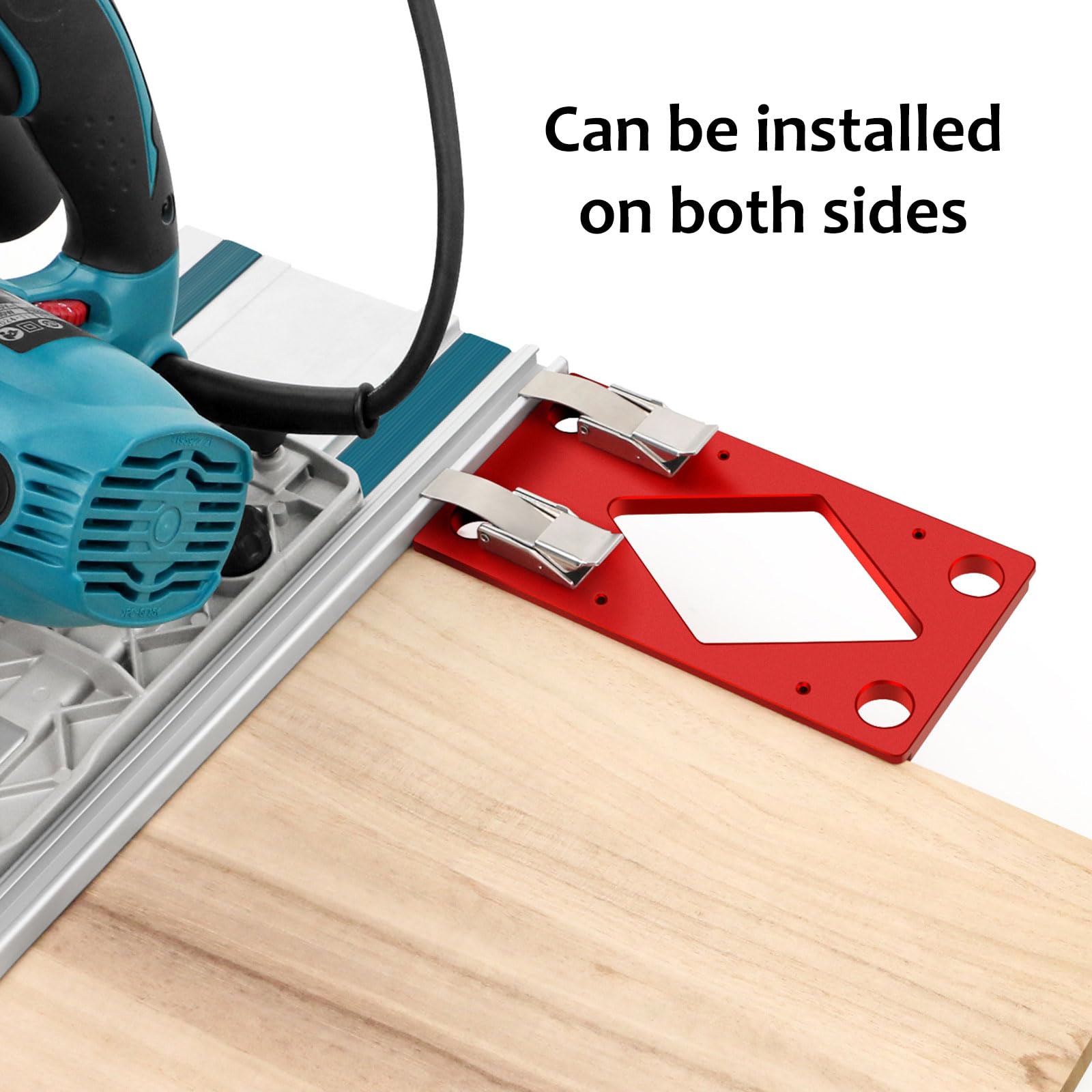 Butée d'angle pour rail de guidage, rail de guidage à angle droit à 90° usiné CNC 300 mm, compatible avec Festool et Makita, butée avec guide de bord pour scies circulaires (rouge)