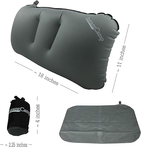 Miniatura 4 de Almohada inflable ultraligera para viajes y campamentos, compacta, cómoda, duradera para lumbar, campamento, senderismo (gris)