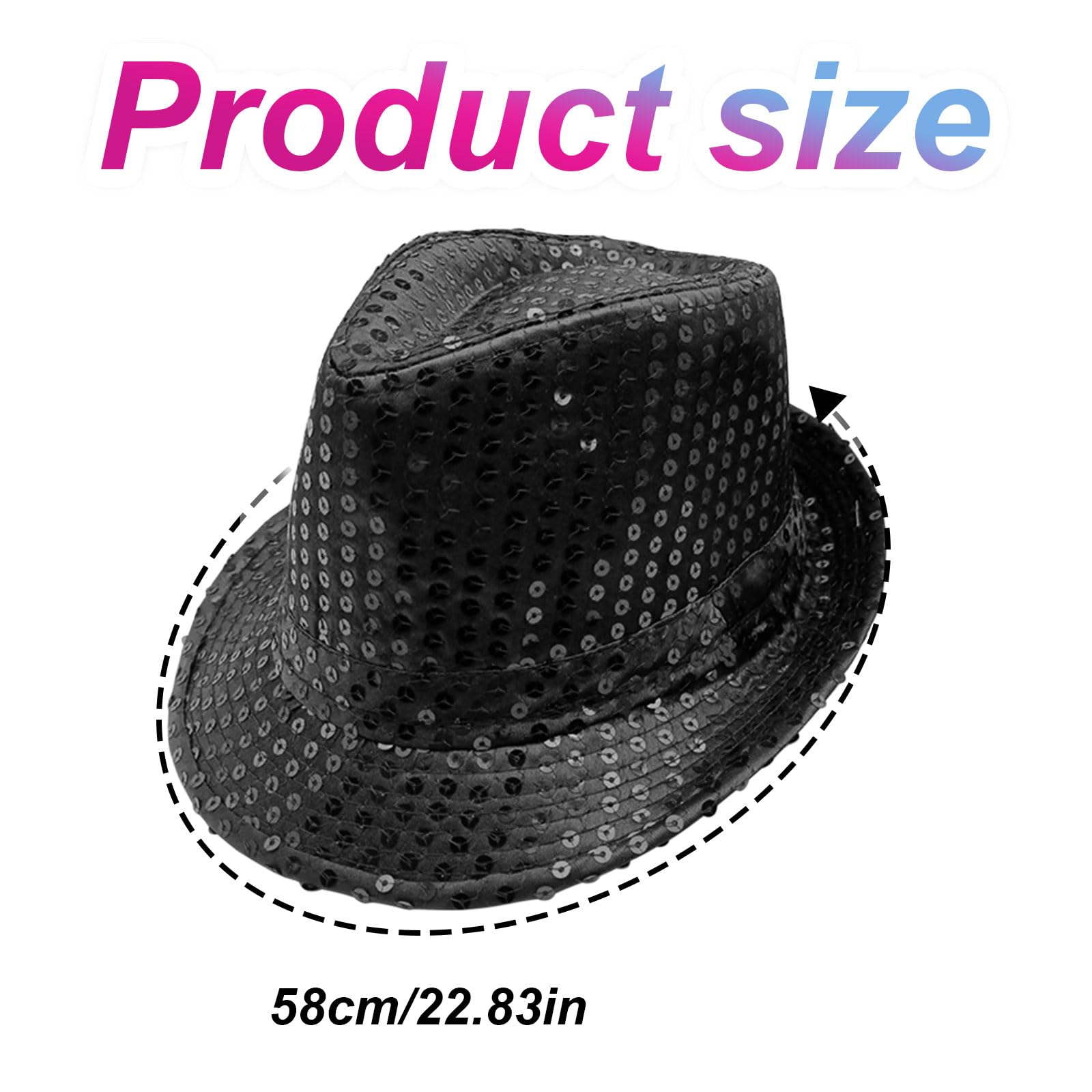 FUIPVGI 2 Pcs Sequin Bowler Hat Western Jazz Dance Hat, Fancy Dress Disco Hip-Hop Shiny cap - Image 2