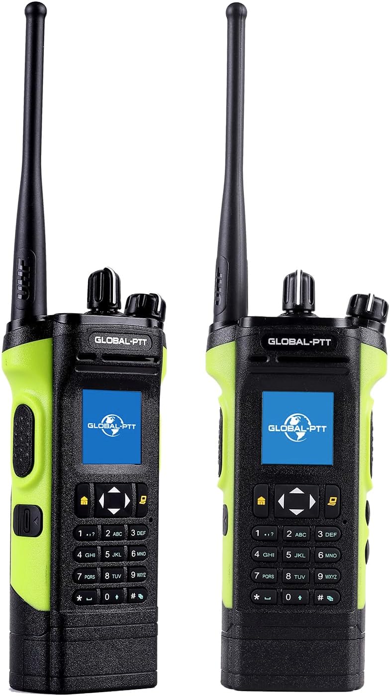 2-Pack PoC + UHF Analog Radios with SIM Card – Dual-Mode Walkie Talkies Unlimited Range Nationwide 4G LTE + Analog 10W High Power Durable Long-Range Two-Way Radios for Business & Outdoor (Green, 5288)