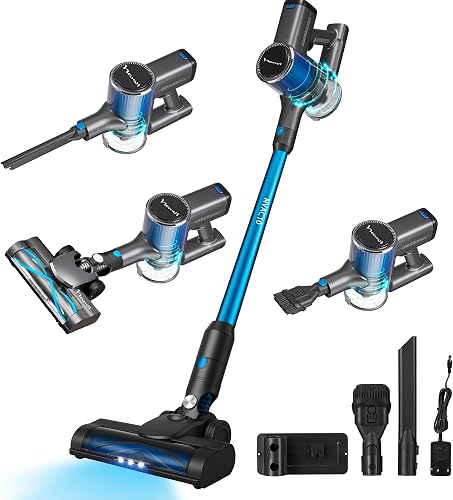 NARVI Aspiradora sin Cable 250W Aspiradora de Mano 20KPA | 6 en 1 Inalámbrica 40 min autonomía, batería extraíble, Cepillo entienredo, filtro HEPA, Ideal para Pelo de Mascotas y Hogar