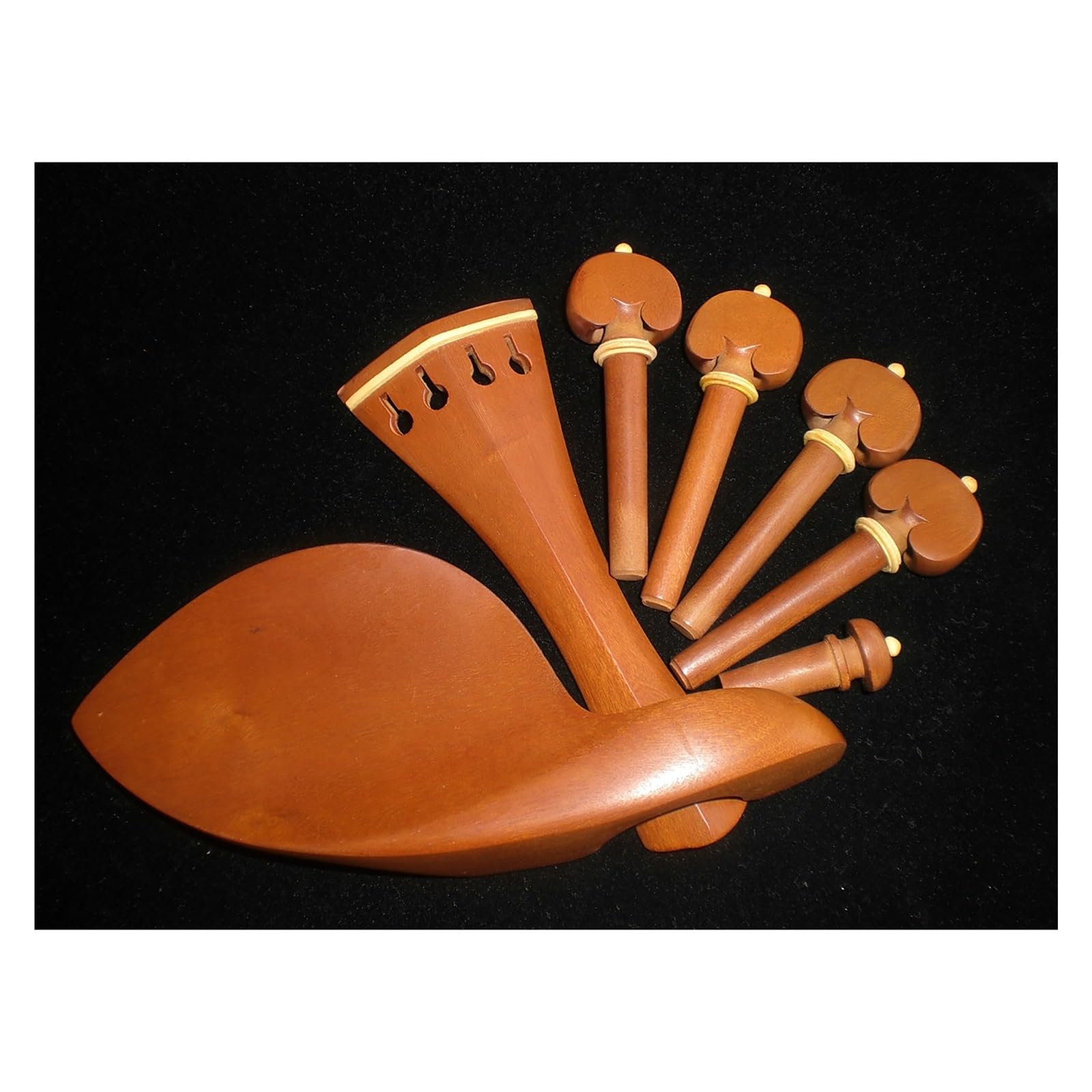 accessori per violino Set completo di accessori per violino Accordatori in legno di giuggiola Mentoniera Mandrino Cordiera Bottoni di coda Set completo intarsiato con corda di coda senza vite di bosso