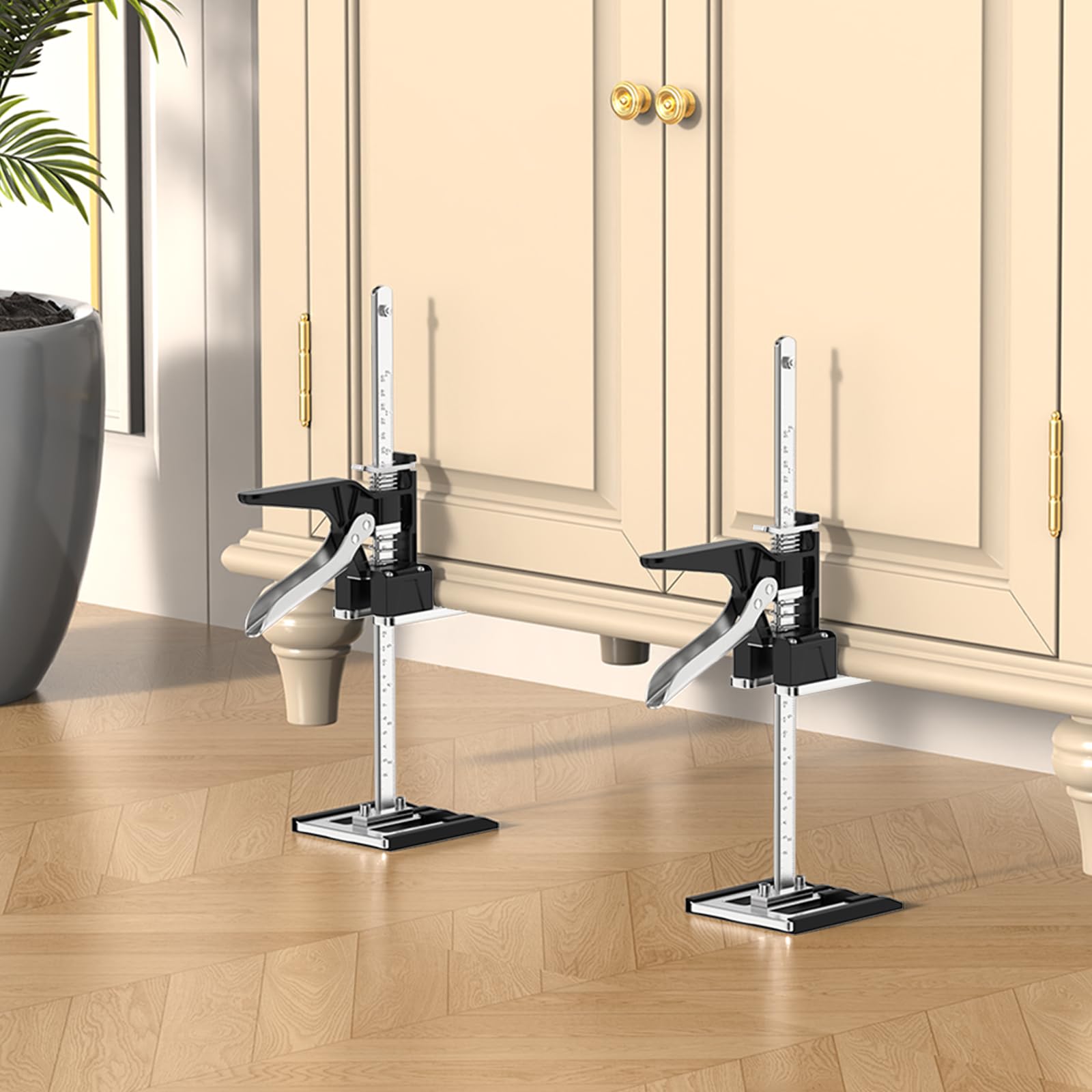 Verstellbare Wagenheberständer, 2 Stuks Werkbesparende armkrik, Handgereedschaplifter met Schaal Hefhoogte 23,6'', Hand Lifting Jack Tool Hefcapaciteit 360lbs