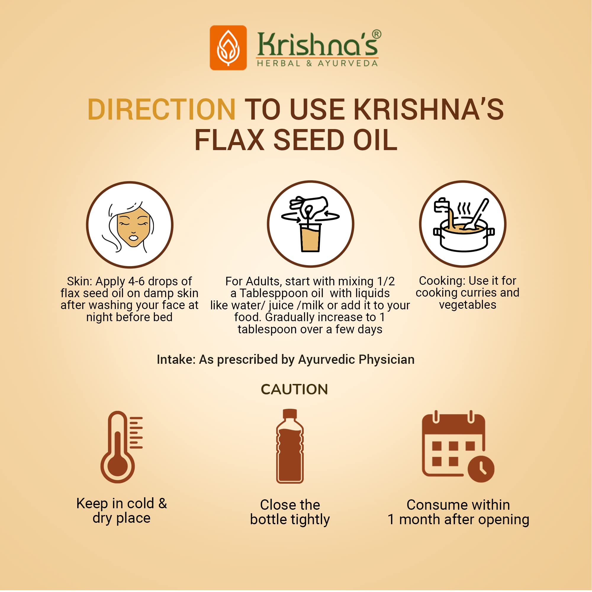 Krishna's Flaxseed Oil (50 ml) | Virgin Cold Pressed Flex seed oil | Rich in Omega 3-6-9 | Made in Kachi Ghani | No Added Preservatives - Image 6 thumbnail