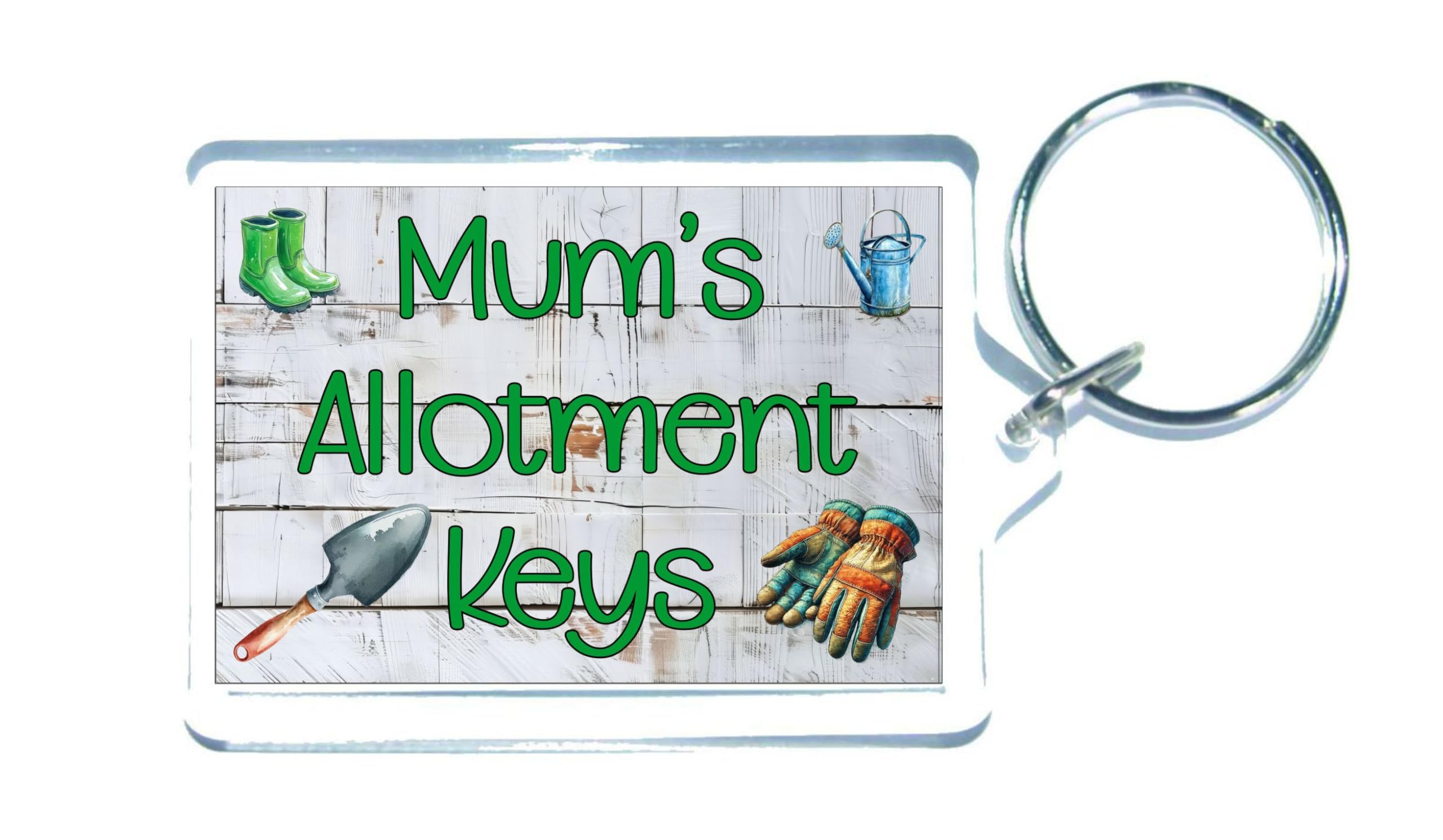 Decalarama Clear Gardening Keyring Gift – Mum's Allotment Keys - Fun Cute Garden Novelty Present