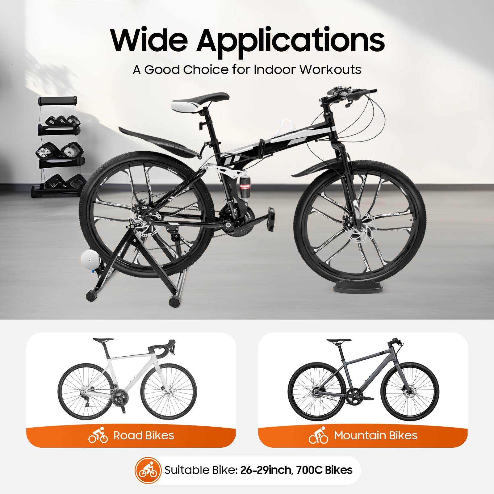 Supporto per bicicletta, allenamento a rulli per bicicletta, portata 150 kg, per bici da 26 – 29 pollici e bici da 700 C