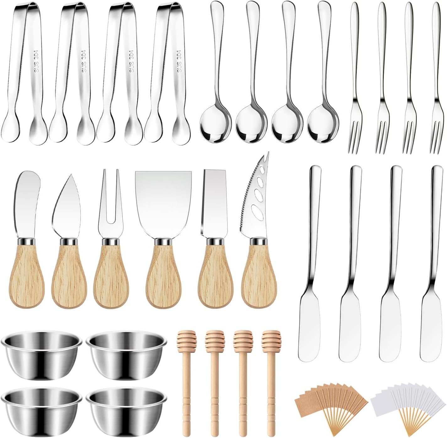 Charcuterie Boards Accessories Charcuterie Utensils Cheese Butter Spreader Knife Set Small Serving Tongs Forks and Spoons Dipping Bowls Honey Dippers Toothpick Flags for Party Platter Appetizers Charcuterie Boards Accessories Charcuterie Utensils Cheese Butter Spreader Knife Set Small Serving Tongs Forks and Spoons Dipping Bowls Honey Dippers Toothpick Flags for Party Platter Appetizers