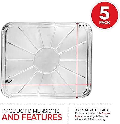 Miniatura 2 de Revestimientos desechables de aluminio para horno (paquete de 5) forros de horno de aluminio para la parte inferior del horno eléctrico y horno de