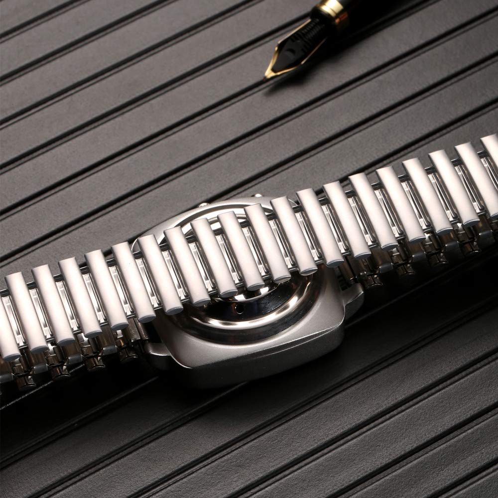 Reloj Parlante Analógico de Forma Cuadrada con Función Despertador, Anuncio de la hora y Fecha en Francés, Esfera Negro, Correa Extensible TFSW-1708F