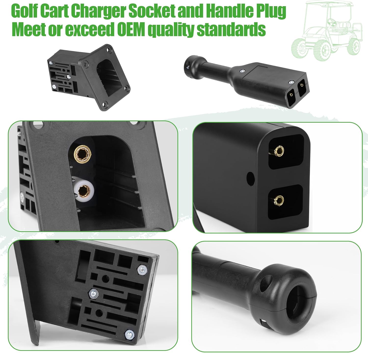 10L0L Golf Cart 36V PowerWise Charger Receptacle and Handle Plug, Charger Socket for EZGO TXT Medalist Golf Carts 1996 & Up 73345-G01 73063-G01