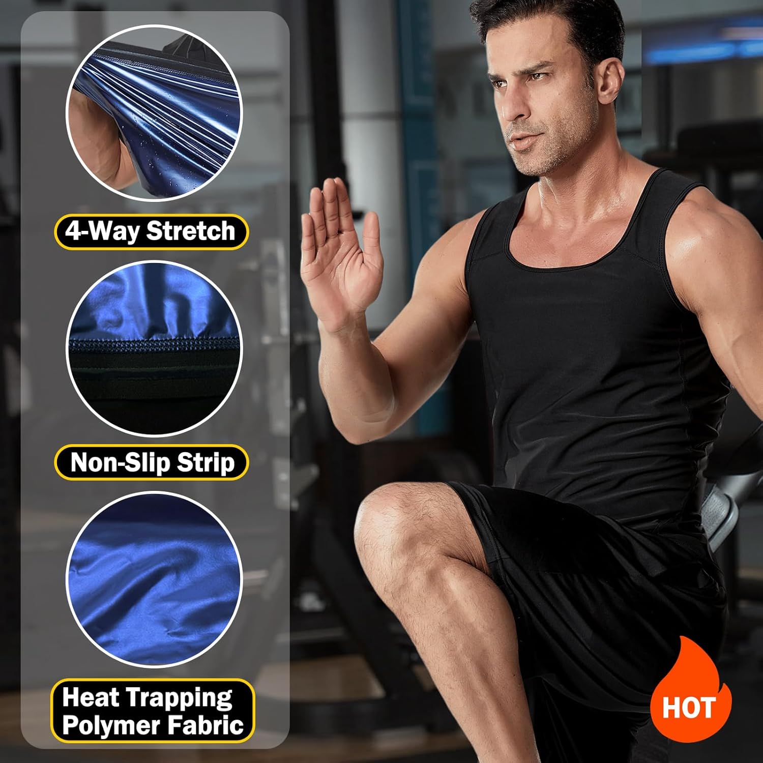 Sauna Vest for Men Waist Trainer Sauna Shirt Sweat Heat Trapping Sleeveless Shirts Weight Loss Workout Shapewear Top - Image 5
