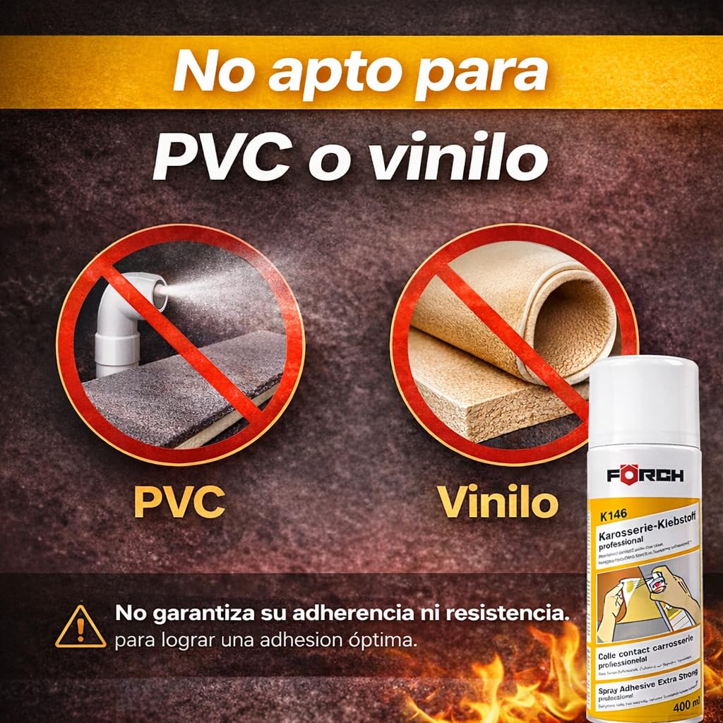 Cola de Contacto en Spray Förch, Pegamento en Spray ideal para Tapicería Coche, Espuma, Tela, Madera, Metal y Hormigón - 2 Unidades