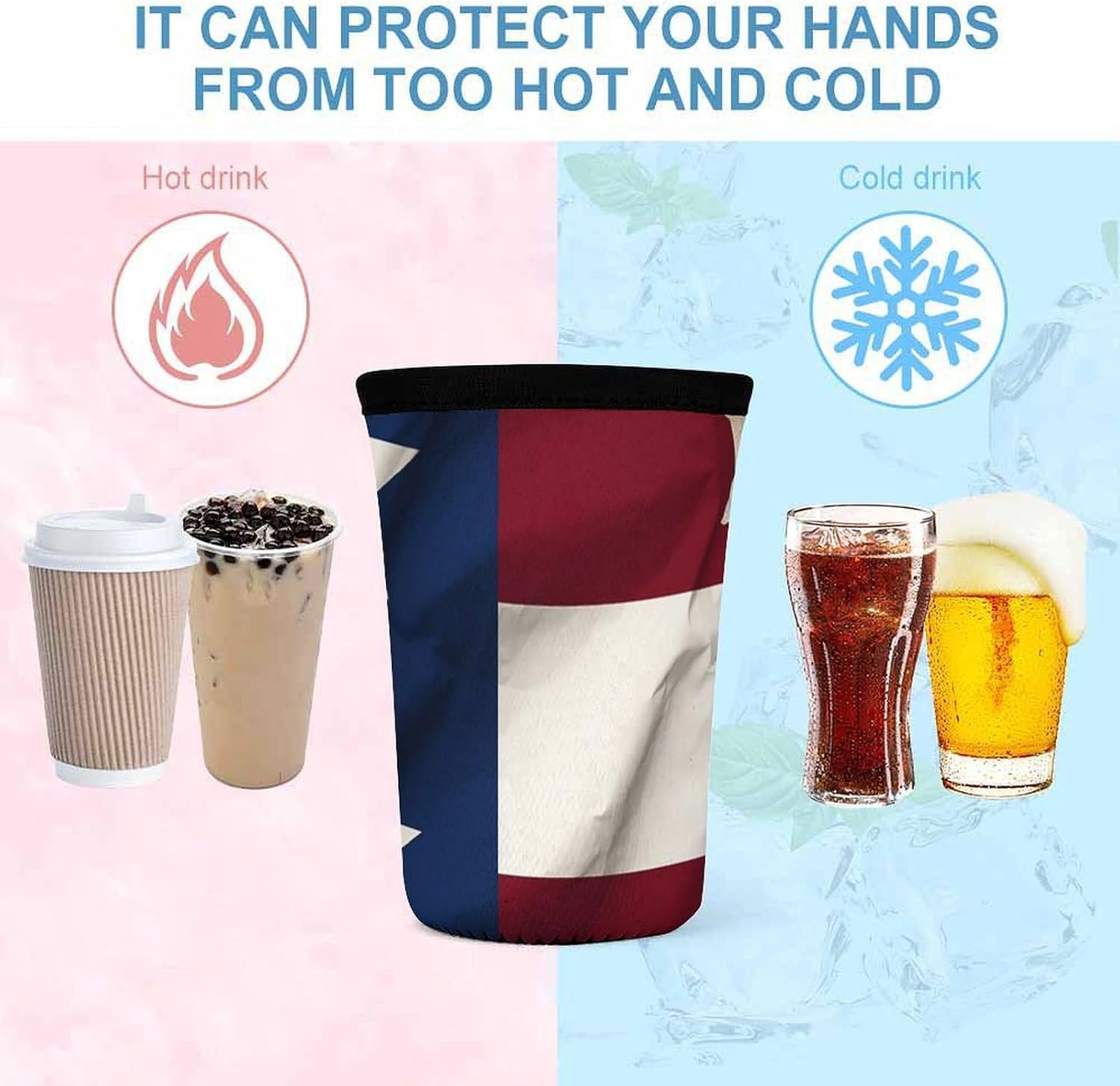 3 Pack Neoprene Cup Sleeves, Stretchy Reusable Drink Cup Cover Universal